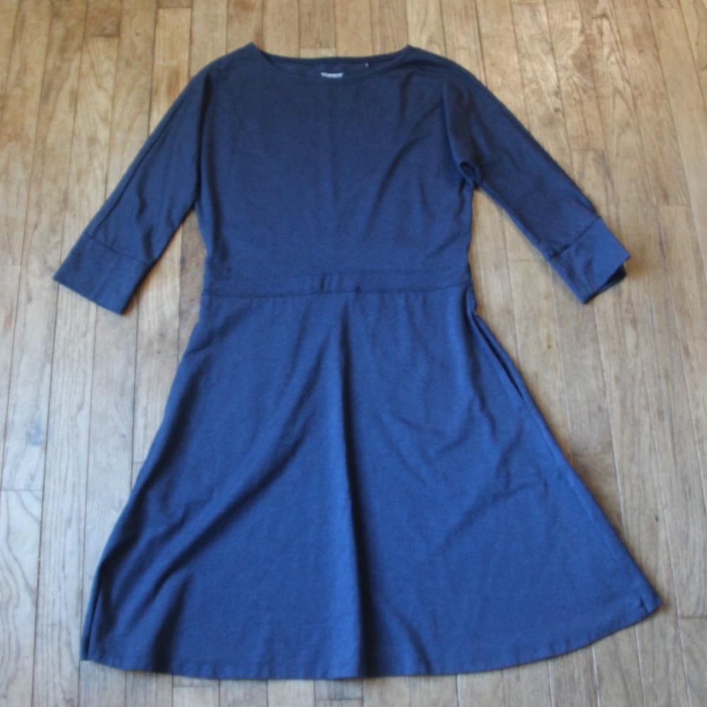 Toad&Co Mizdress Blue Knit Fit and Flare‎ Casual Dress 3/4 Sleeve Career - Picture 2 of 7